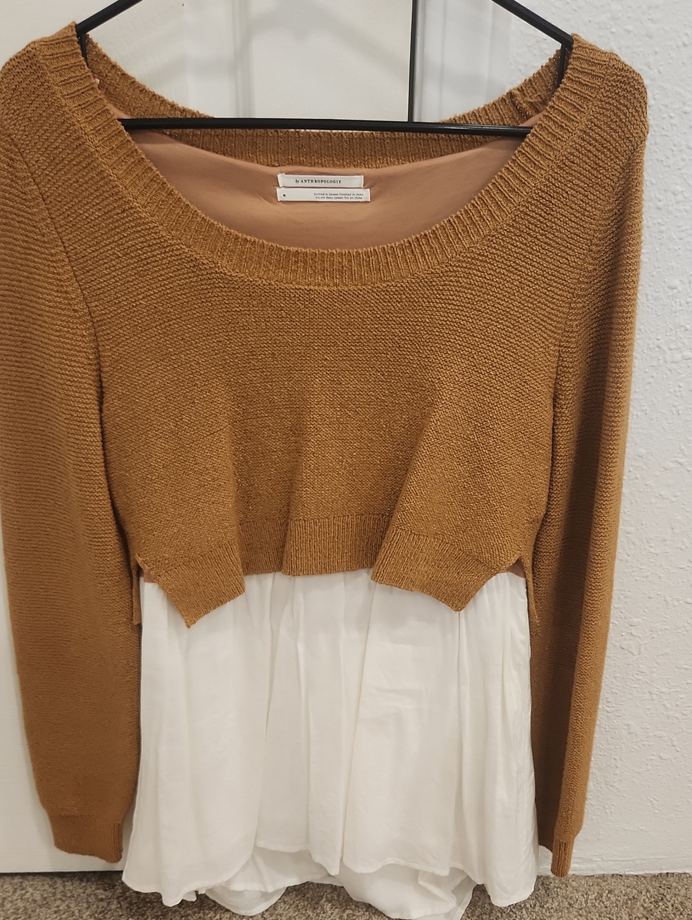 Anthropologie Knit Sweater with Cream Skirt
